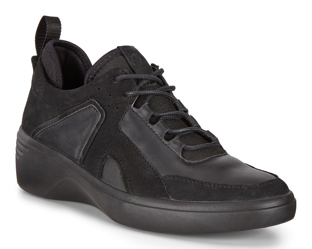 Womens Sneakers - ECCO Soft 7 Wedge Sock - Black - 2638CRJWF